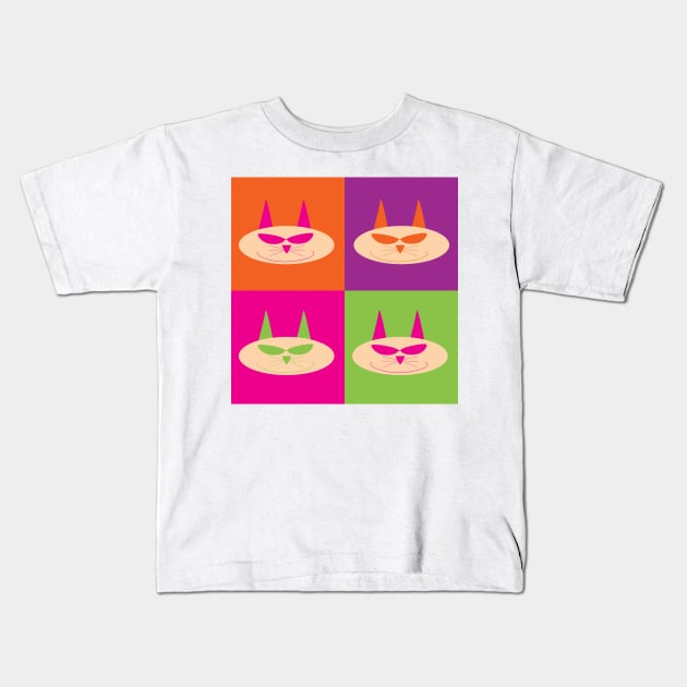 Smiley Cats Kids T-Shirt by JDoughtyDesigns